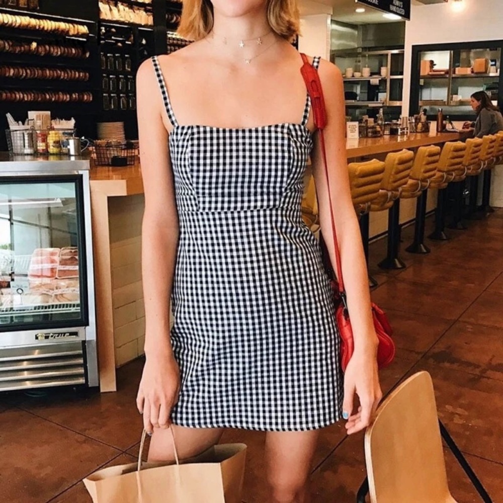 Vintage B&W Gingham Dress - Picture 3 of 7